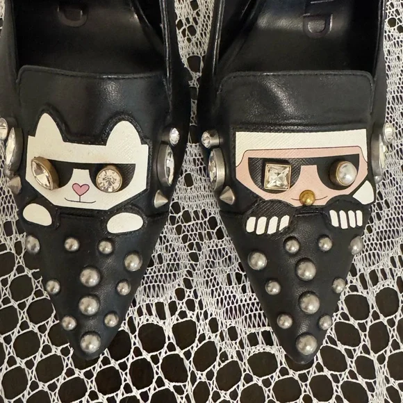 Black Studded Women's Shoes - Picture 3 of 8